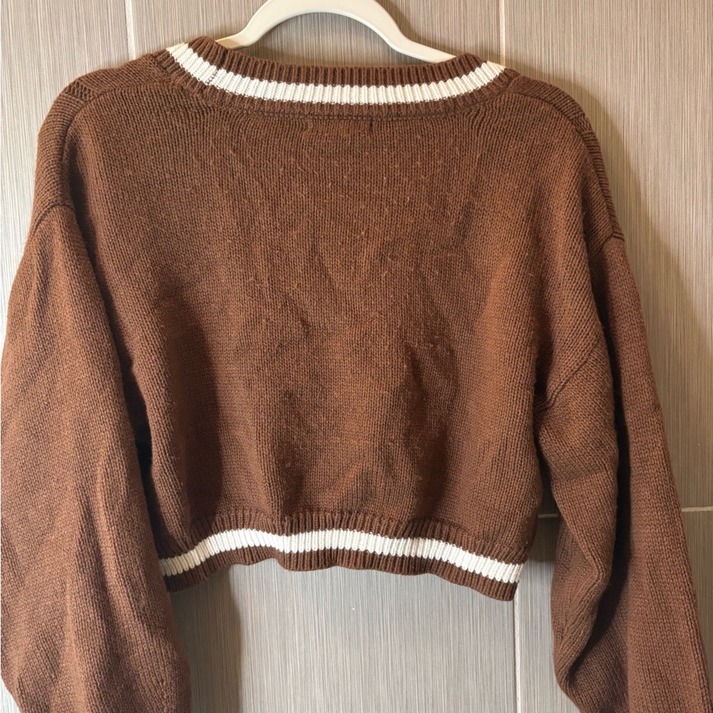 Brown and White Women's Sweater